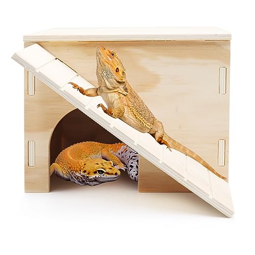 Große Bartagamenversteckhöhle, Höhle aus Holz, Eidechsenversteck mit Kletterrampe, Reptilienlebensraum mit Sonnenplattform, Reptilien Zubehör für Bartagame, Eidechse, Chamäleonhamster Große Bartagamenversteckhöhle, Höhle aus Holz, Eidechsenversteck mit Kletterrampe, Reptilienlebensraum mit Sonnenplattform, Reptilien Zubehör für Bartagame, Eidechse, Chamäleonhamster von Dnoifne