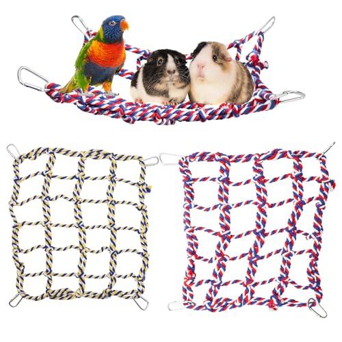 2er Pack Farbiges Kletternetz für Vögel und Kleintiere, Ratten-Kletternetz, Hängende Hängematte, Vogel-Leiter-Seilbrücke, Kleintier-Spielzeug, Käfigzubehör für Ratten, Hamster, Vögel – 35 × 25 cm 2er Pack Farbiges Kletternetz für Vögel und Kleintiere, Ratten-Kletternetz, Hängende Hängematte, Vogel-Leiter-Seilbrücke, Kleintier-Spielzeug, Käfigzubehör für Ratten, Hamster, Vögel – 35 × 25 cm von Dnoifne