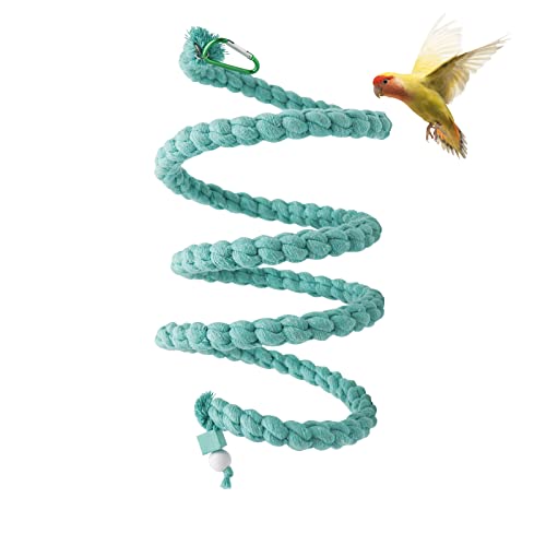 150 cm Extra Lange Vogelseil-Sitzstange | Spiralschaukel mit Kletter- & Stehfunktion | Zubehör für Vogelkäfige, geeignet für Papageien, Wellensittiche, Nymphensittiche & mehr von Dnoifne