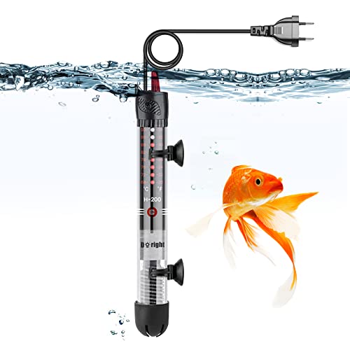 DoRight 50W Tauchheizung für Aquarien - Temperaturregelbar mit Saugnäpfen, Integriertes Thermometer & Externer Regler - Für Fischtanks 20-60 Liter von DoRight