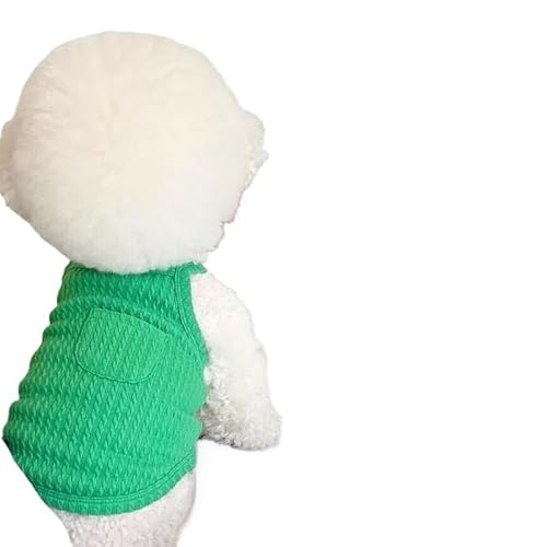 Dünne Sommer-Hundeweste, atmungsaktive Hundekleidung, niedliche, solide Welpenweste, modisches Katzen-T-Shirt, einfache Haustierkleidung, Bichon-Chihuahua-Weste (Farbe: Grün, Größe: L) von DoRysk