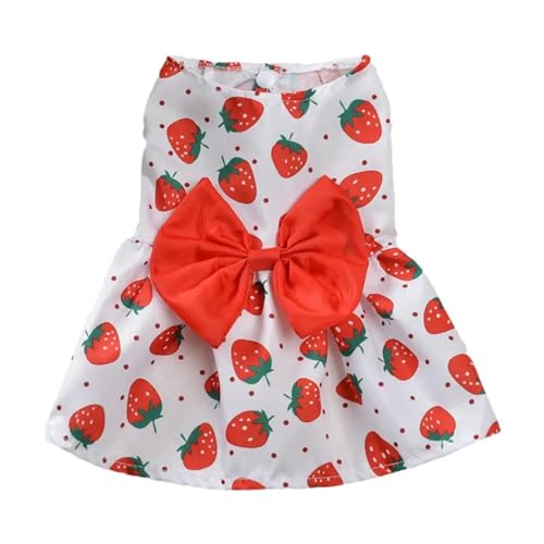 Haustierkleid, ärmellos, weich, dünn, Blumendruck, für kleine Hunde und Katzen, Kleidung für den Sommer, Hundekleid für weibliche Haustiere, Katzen, Welpen, Blumenrock (Farbe: Rot, Größe: S) von DoRysk