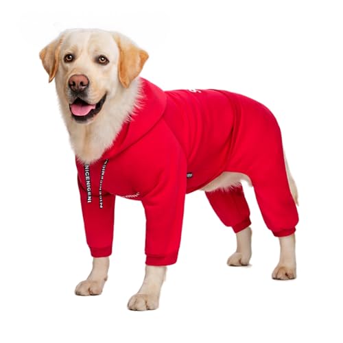 Hundepullover für Herbst und Winter, für große Hunde, einteilig, geeignet für mittelgroße und große Hunde (Scharlachrot, 38) von DoRysk