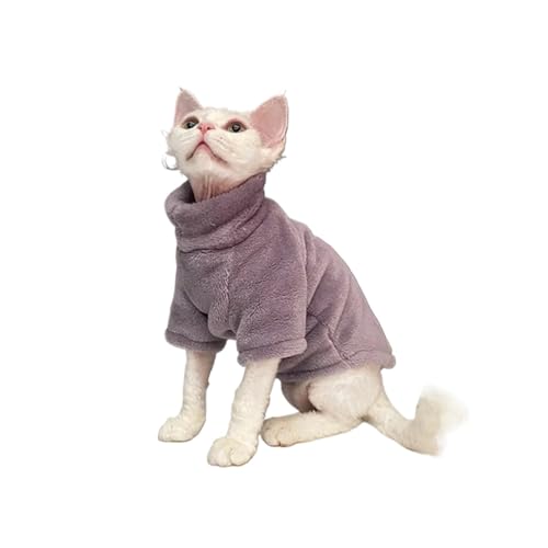 Katzenpullover, haarlos, Wintermode, verdickend, warme Kleidung, Zuhause, bequeme Winter-Hundekleidung für kleine Hunde (Taro-Lila, S) von DoRysk