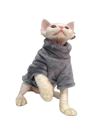 Katzenpullover, haarlos, für den Winter, modisch, verdickt, warm, bequem, Winterkleidung für kleine Hunde (Dunkelgrau, XXL) von DoRysk