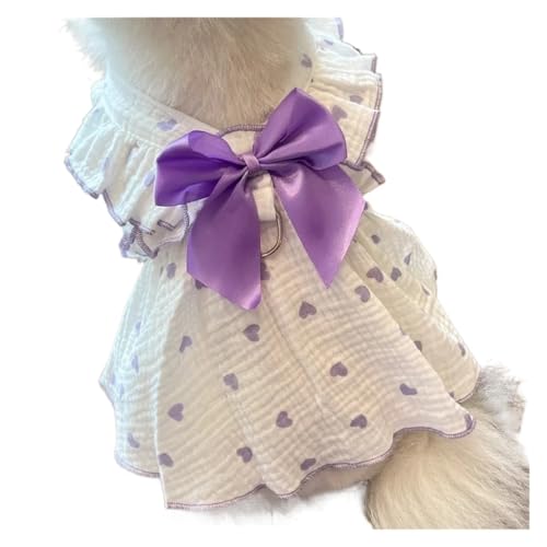 Kühlendes Sommerkleid, dünne Schleife, Herzdruck, Hundekleidung, Haustierrock, Kätzchen, Welpen, Kostüm, Chihuahua, Mädchen, Hundeweste (lila, XL) von DoRysk