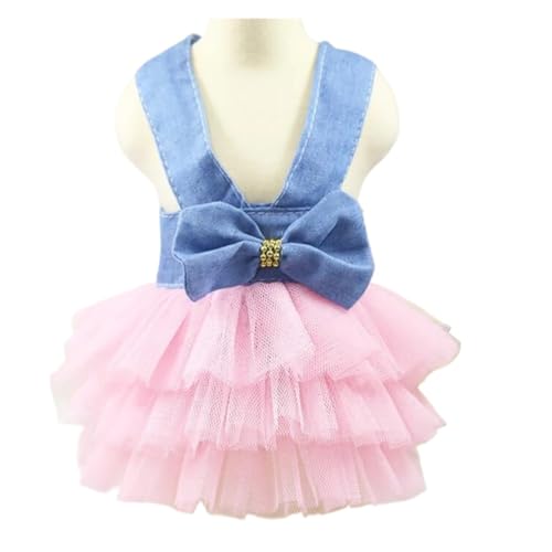 Sommer-Hundekleidung, Denim-Kleider für kleine Hunde, Zwergspitz, Chihuahua, Welpen, Kätzchen, Rock, Prinzessinnenkleid, rosa Mädchenkleidung (Farbe: rosa Slipkleid, Größe: XS-Anzug 1–1,5 kg) von DoRysk