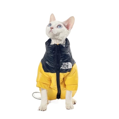 Warmer Mantel für Katzen, langärmelig, wasserdicht, für Kätzchen im Winter (Gelb, XXL) von DoRysk