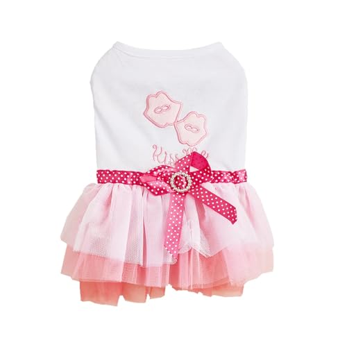 Welpen-Sommerkleid für Hunde und Katzen, Spitzenrock, Haustierkleidung, Chihuahua, gestreifter Rock, Katze, Prinzessin, Bekleidung, niedliches Welpenkleid, Hundezubehör (Rot, M) von DoRysk