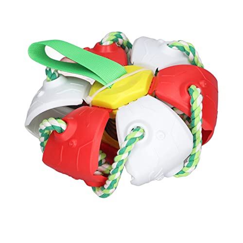 Doact Fliegender Hundeball, Fliegender Untertassenball aus Kunststoff, Multifunktional, Interaktiv, mit Riemen für den Außenbereich (Rot) von Doact