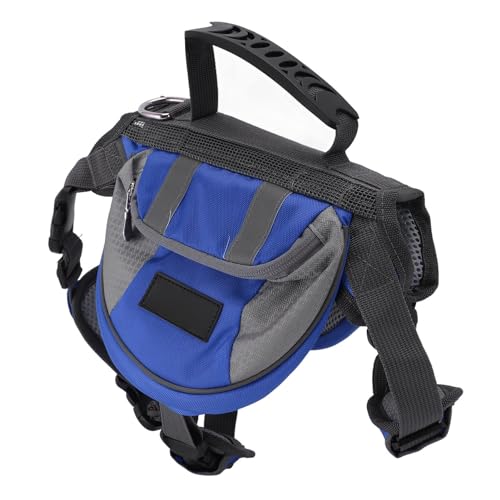 Doact Hundegeschirr-Satteltasche, Mehrere Taschen, Atmungsaktive Hunderucksack-Satteltasche, Großes Fassungsvermögen, Einfach zu Bedienen, Oxford-Stoff mit Reflektierenden Streifen, von Doact