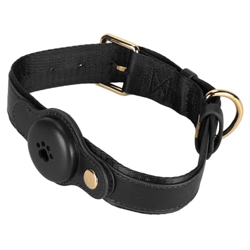 Stilvolles Hundehalsband, PU-Stoff und Metall, Bequemes, Stabiles Hundehalsband, Weich, für Reisen und Training (Black) von Doact