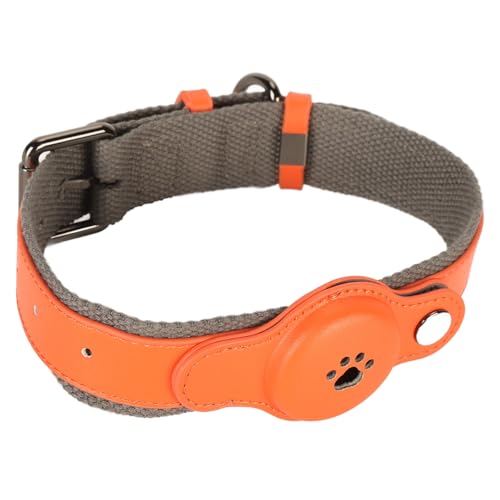 Stilvolles Hundehalsband, PU-Stoff und Metall, Bequemes, Stabiles Hundehalsband, Weich, für Reisen und Training (ORANGE) von Doact
