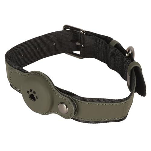 Stilvolles Hundehalsband, PU-Stoff und Metall, Bequemes, Stabiles Hundehalsband, Weich, für Reisen und Training (dunkelgrün) von Doact