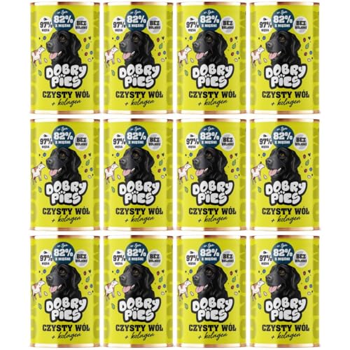Guter Hund Reiner Ochs + Kollagen Monoproteinfutter für Hunde Dose 12x 400g von Dobry Pies