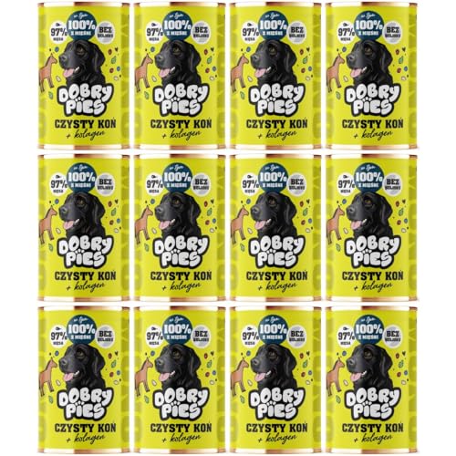 Guter Hund Reines Pferd + Kollagen Monoproteinfutter für Hunde Dose 12x 400g von Dobry Pies