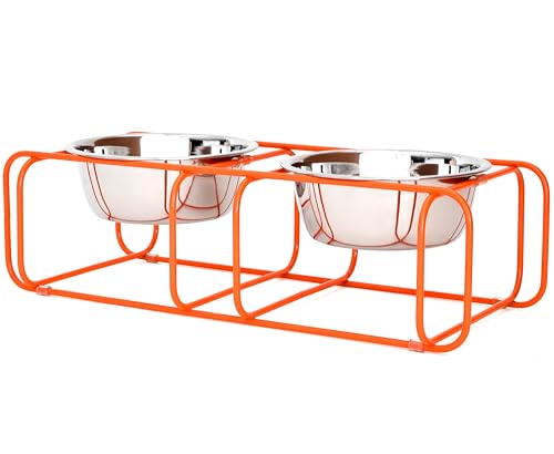 Doca Pet Wire & Dine Erhöhter Hundenapfständer für kleine und mittelgroße Hunde und Katzen, 2 Edelstahlschalen für 3 Tassen, rutschfest, modernes, minimalistisches Design, spülmaschinenfest, Doca Pet Wire & Dine Erhöhter Hundenapfständer für kleine und mittelgroße Hunde und Katzen, 2 Edelstahlschalen für 3 Tassen, rutschfest, modernes, minimalistisches Design, spülmaschinenfest, von Doca Pet