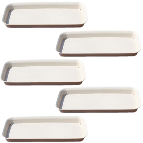 Docache 5er Set Blumentopf Untersetzer Eckig，Rechteckige Pflanzenuntersetzer, Tablett Blumenkübel, Rechteckige Blumentopf Unterteller, Geeignet Für Innen, Außen, Garten (Beige, 30.5x13.8cm) von Docache