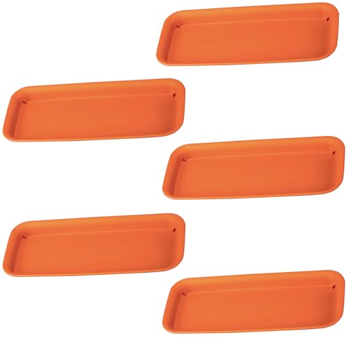 Docache 5er Set Blumentopf Untersetzer Eckig，Rechteckige Pflanzenuntersetzer, Tablett Blumenkübel, Rechteckige Blumentopf Unterteller, Geeignet Für Innen, Außen, Garten (Ziegelrot, 24x10.4cm) von Docache