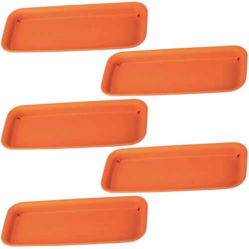 Docache 5er Set Blumentopf Untersetzer Eckig，Rechteckige Pflanzenuntersetzer, Tablett Blumenkübel, Rechteckige Blumentopf Unterteller, Geeignet Für Innen, Außen, Garten (Ziegelrot, 30.5x13.8cm) von Docache