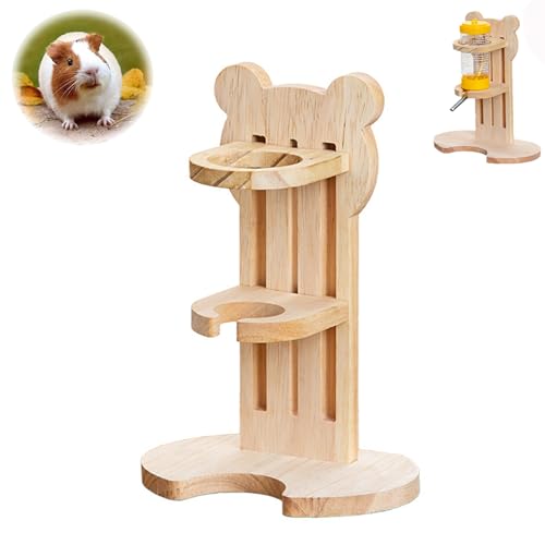 Docache Hamster Trinkflasche Set, 1 Hamster Trinkflasche und 1 Massivholzbär Geformte Hamster Trinkflasche Halterung, für Hamster, Meerschweinchen, und Chinchillas, um Wasser zu Trinken(80ml) von Docache