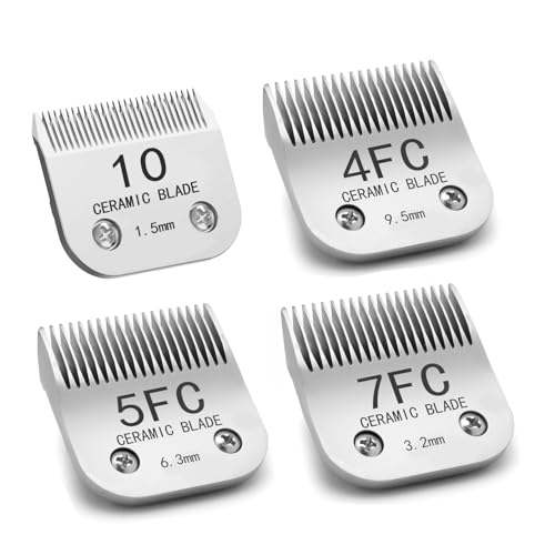10#/4FC/5FC/7FC silberfarbene abnehmbare Schermaschine Keramikklingen, Ersatzklingen für Hundepflege, kompatibel mit den meisten Schermaschinen der KM-Serie, die meisten A5, Größe 10#/4FC/5FC/7FC von Docal