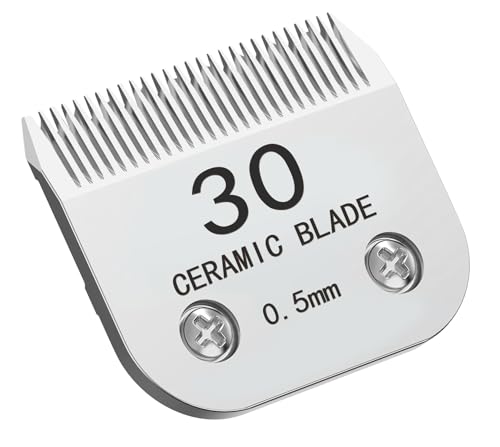 30# Silberne abnehmbare Schermaschine Keramikklingen, Ersatzklingen für Hundepflege, kompatibel mit Hundeschermaschinen, KM-Serie, die meisten A5, Größe 30, Schnittlänge 0,5 mm von Docal