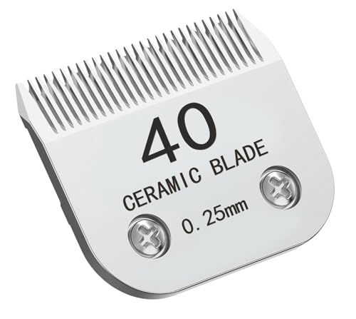 40# Silberne abnehmbare Schermaschine Keramikklingen, Ersatzklingen für Hundepflege, kompatibel mit Hundeschermaschinen, KM-Serie, A5, Größe 40, Schnittlänge 0,25 mm von Docal