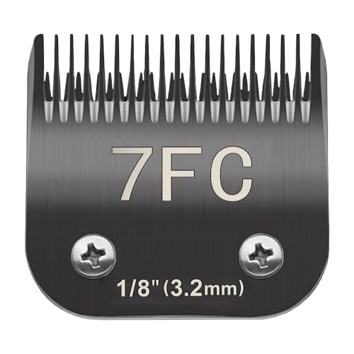 Docal 7FC Fellpflege-Klingen für Haustiere, abnehmbare Klingen, kompatibel mit Andis-Größe 7FC, Schnittlänge 3,2 mm, die meisten A5, KM-Serie, Schermaschinen aus Keramikklinge (schwarz) von Docal