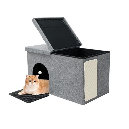 Katzenklo Gehäuse versteckte Katzentoilette Möbelbox versteckte Katzentoilette Möbel mit Katzentoilette und Geruchskontrolle Filter für große Katzen für alle Katzengrößen Grau Large von Docal