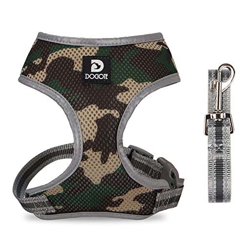 Dociote Hundegeschirr Set mit Leine - Brustgeschirr Welpengeschirr Set mit Leine & Reflektorstreifen verstellbares Geschirr für Welpen kleine Hunde Katzen Tarngrün S Dociote Hundegeschirr Set mit Leine - Brustgeschirr Welpengeschirr Set mit Leine & Reflektorstreifen verstellbares Geschirr für Welpen kleine Hunde Katzen Tarngrün S von Dociote