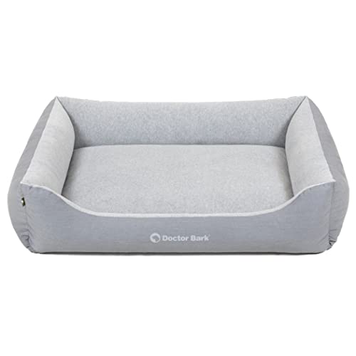 Doctor Bark Hundebett Grosse Hunde - Hundekorb Waschbar - Flauschig, Weich und Kuschelig - Robust und Strapazierfähig - Made in Germany - GreenLabel (XL - 110x85 cm, Hellgrau) von Doctor Bark