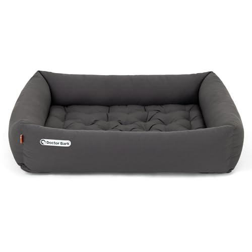 Doctor Bark Hundebett Orthopädisch - Waschbar bis 95°C, Geruchsfrei & Hygienisch - Kuscheliger Hundekorb Mittelgroße Hunde mit Hundematratze (L - 90x80 cm, Grau) von Doctor Bark