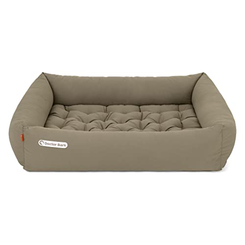 Doctor Bark Hundebett Orthopädisch - Waschbar bis 95°C, Geruchsfrei & Hygienisch - Kuscheliger Hundekorb Mittelgroße Hunde mit Hundematratze (L - 90x80 cm, Goldbraun) von Doctor Bark