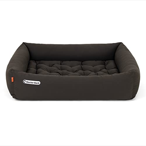Doctor Bark Hundebett Orthopädisch - Waschbar bis 95°C, Geruchsfrei & Hygienisch - Kuscheliger Hundekorb Mittelgroße Hunde mit Hundematratze (L - 90x80 cm, Braun) von Doctor Bark