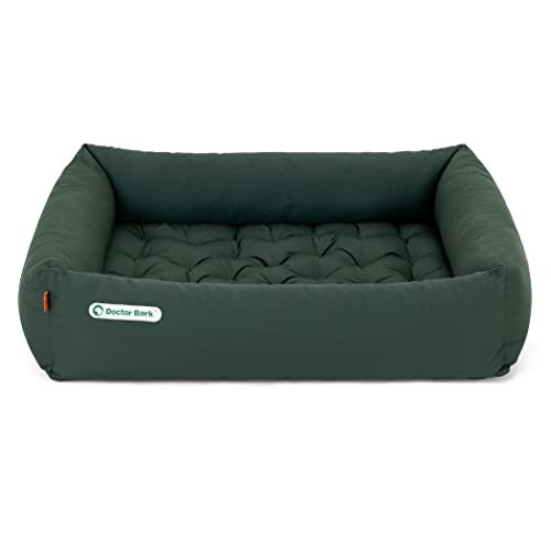 Doctor Bark Hundebett Orthopädisch - Waschbar bis 95°C, Geruchsfrei & Hygienisch - Kuscheliger Hundekorb Mittelgroße Hunde mit Hundematratze (L - 90x80 cm, Grün) von Doctor Bark