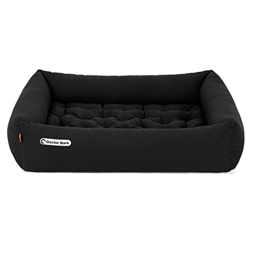 Doctor Bark Hundebett Orthopädisch - Waschbar bis 95°C, Geruchsfrei & Hygienisch - Kuscheliger Hundekorb Mittelgroße Hunde mit Hundematratze (L - 90x80 cm, Schwarz) von Doctor Bark
