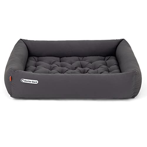Doctor Bark Hundebett Orthopädisch - Waschbar bis 95°C, Geruchsfrei & Hygienisch - Kuscheliger Hundekorb Grosse Hunde mit Hundematratze (XL - 100x90 cm, Grau) von Doctor Bark