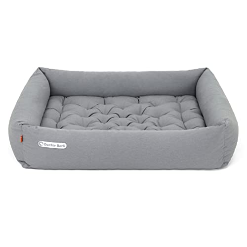 Doctor Bark Hundebett Orthopädisch - Waschbar bis 95°C, Geruchsfrei & Hygienisch - Kuscheliger Hundekorb Grosse Hunde mit Hundematratze (XL - 100x90 cm, Hellgrau) von Doctor Bark