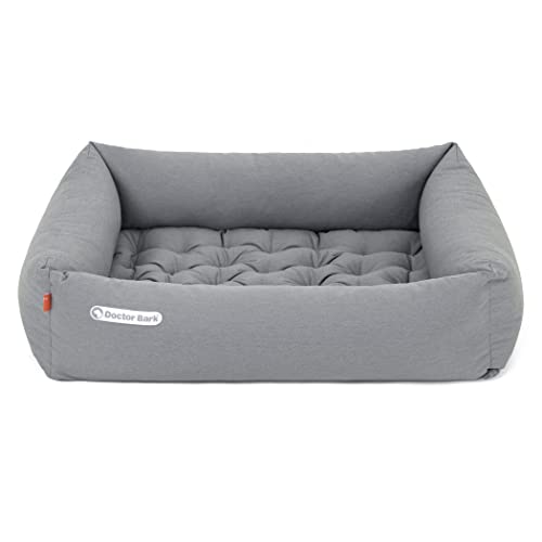 Doctor Bark Hundebett Orthopädisch - Waschbar bis 95°C, Geruchsfrei & Hygienisch - Kuscheliger Hundekorb Mittelgroße Hunde mit Hundematratze (M - 80x70 cm, Hellgrau) von Doctor Bark