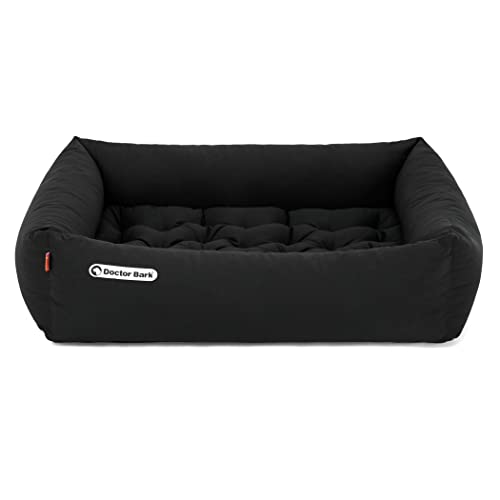 Doctor Bark Hundebett Orthopädisch - Waschbar bis 95°C, Geruchsfrei & Hygienisch - Kuscheliger Hundekorb Mittelgroße Hunde mit Hundematratze (M - 80x70 cm, Schwarz) von Doctor Bark