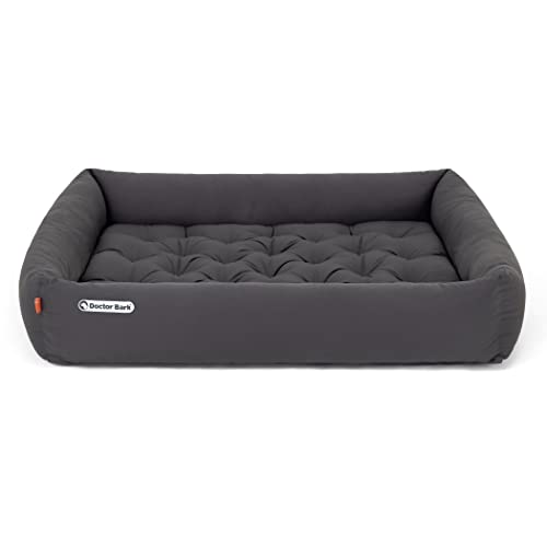 Doctor Bark Hundebett Orthopädisch - Waschbar bis 95°C, Geruchsfrei & Hygienisch - Kuscheliger Hundekorb Grosse Hunde mit Hundematratze (XXL - 110x100 cm, Grau) von Doctor Bark