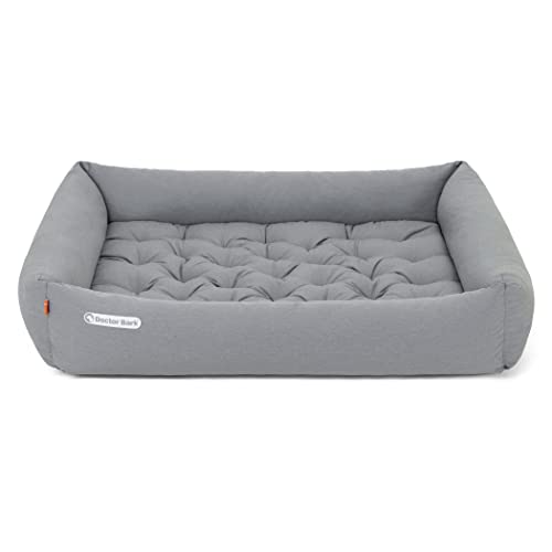 Doctor Bark Hundebett Orthopädisch - Waschbar bis 95°C, Geruchsfrei & Hygienisch - Kuscheliger Hundekorb Grosse Hunde mit Hundematratze (XXL - 110x100 cm, Hellgrau) von Doctor Bark