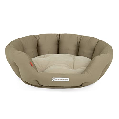 Doctor Bark - Hundebett rund - kuscheliger Hundekorb für größere Hunde mit orthopädischem Wendekissen - Waschbar bis 95°C - Made in Germany (L - 60x50 cm, Goldbraun) von Doctor Bark