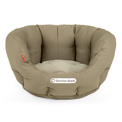 Doctor Bark - Hundebett rund - kuscheliger Hundekorb kleine Hunde mit orthopädischem Wendekissen - Waschbar bis 95°C - Made in Germany (S - 40x35 cm, Goldbraun) von Doctor Bark