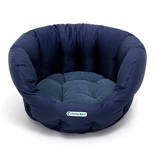 Doctor Bark - Hundebett rund - kuscheliger Hundekorb kleine Hunde mit orthopädischem Wendekissen - Waschbar bis 95°C - Made in Germany (S - 40x35 cm, Königsblau) von Doctor Bark