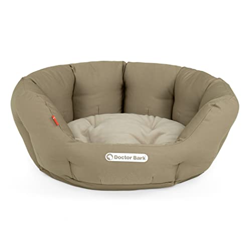 Doctor Bark - Hundebett rund - kuscheliges Hundekörbchen Mittelgroße Hunde mit orthopädischem Wendekissen - Waschbar bis 95°C - Made in Germany (M - 50x40 cm, Goldbraun) von Doctor Bark