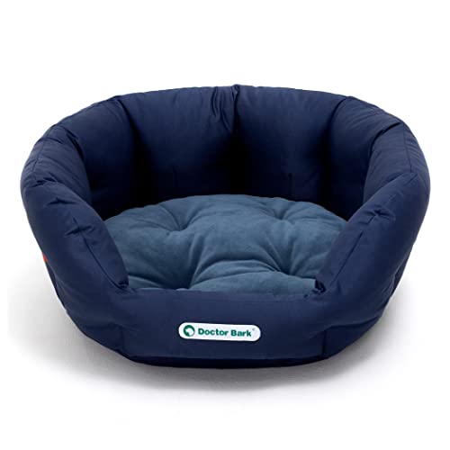 Doctor Bark Hundekorb rund, Hundebett für mittlere Hunde, Kuschelbett mit flauschigem Wendekissen, orthopädisch, waschbar bis 95°C (M - 50x40 cm, Königsblau) von Doctor Bark