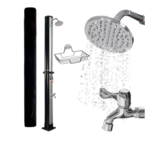 NovaTerra Solardusche schwarz/silber mit 35L Tank - Gartendusche & Campingdusche mit Regenduschkopf, Fußdusche, Schutzhaube & Ablageschale - für Garten & Camping, Wassererwärmung bis 60°C ohne Strom NovaTerra Solardusche schwarz/silber mit 35L Tank - Gartendusche & Campingdusche mit Regenduschkopf, Fußdusche, Schutzhaube & Ablageschale - für Garten & Camping, Wassererwärmung bis 60°C ohne Strom von Dönges