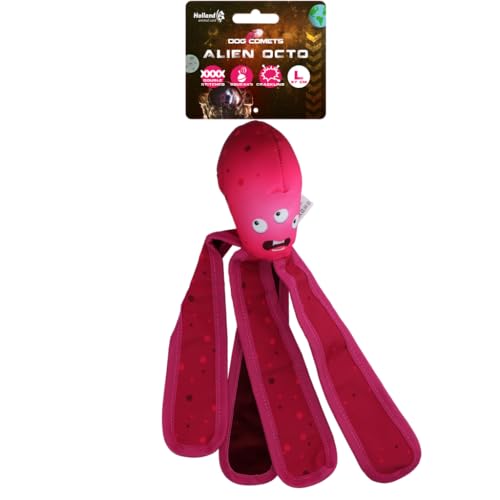 Dog Comets Alien Octo - 37 cm - Hundespielzeug - schwimmend - Robustes Segeltuch - ausgestattet mit Quietsche - knisternde Tentakel - L - Rosa von Dog Comets